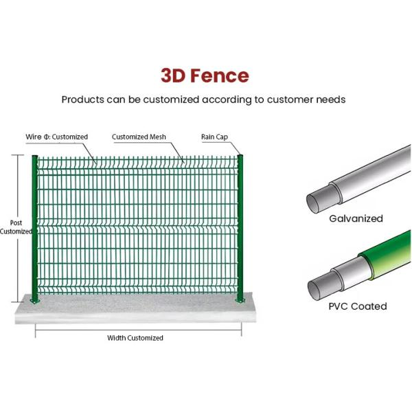 1.5M Dark Green PVC Coating V Mesh Security Fence 3D Park Welded Security Fence