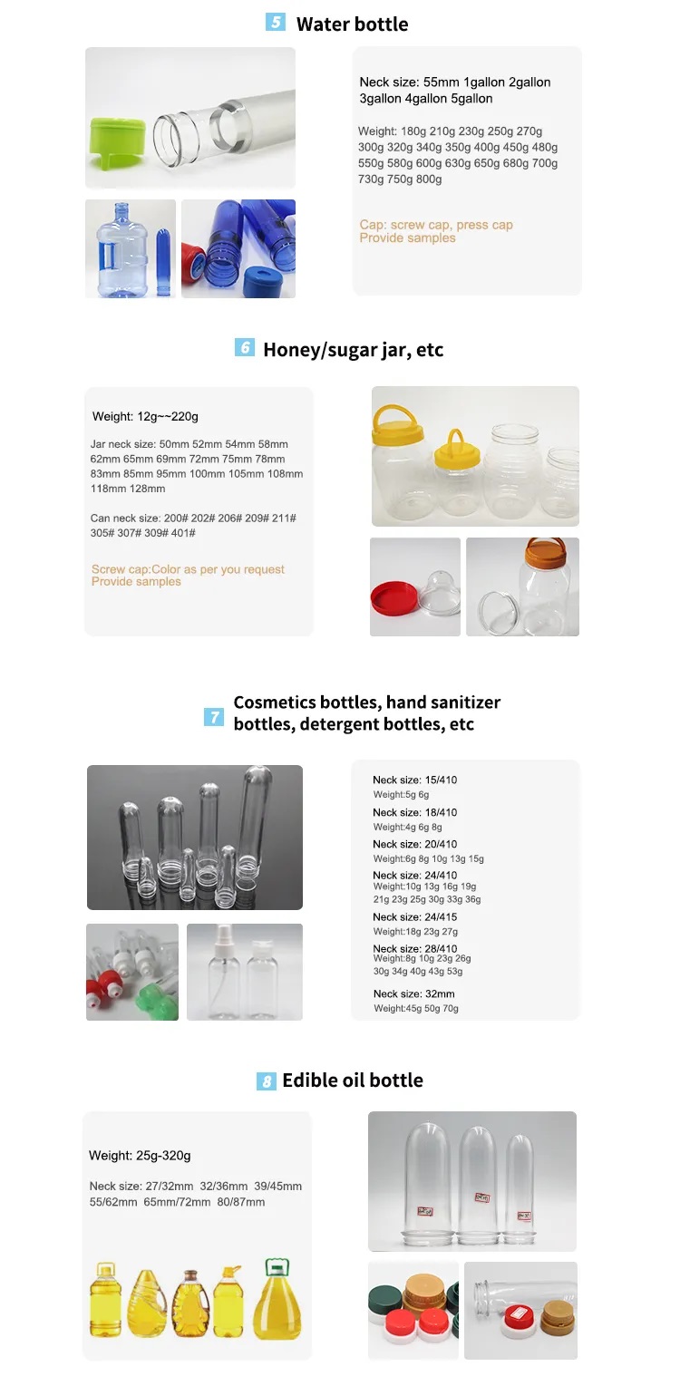 Acceptable OEM PET Preforms for Customized PET Jar Preform 25g 28mm