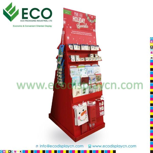 Quality Corrugated Cardboard Greeting Card Display Stand, Multi Shelf Display Stands For Gift Card for sale