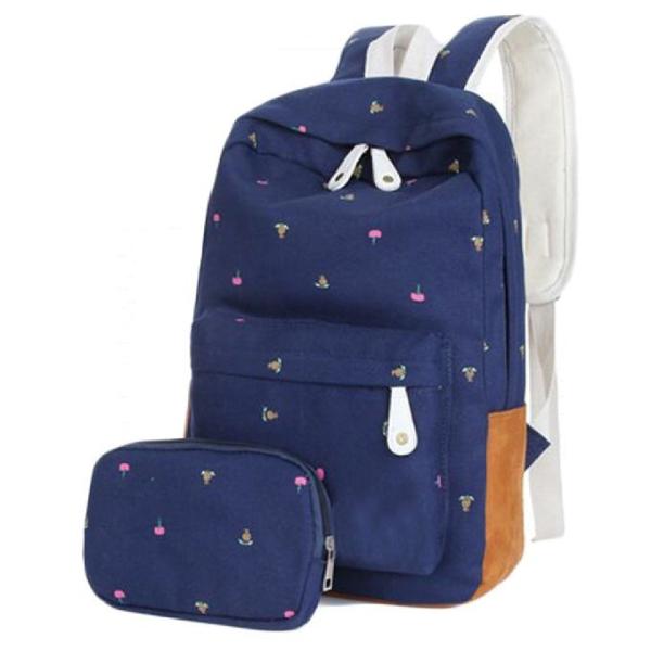 Quality ODM Leaf Printing Canvas School Bag For Teenagers Girls for sale