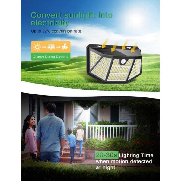 2200mAH 1.8W Waterproof Street Lamp 310LED Outdoor Solar Wall Light