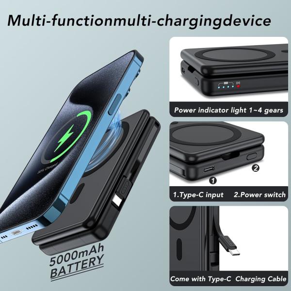 3 In 1 Pd Multifunction Power bank Charger Wireless Magnetic 20W 10000Mah