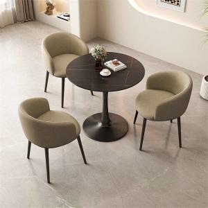 China Customized Size Round Dining Table 4 Seater With Leather Chairs wholesale