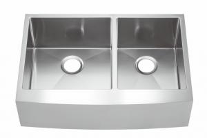 China FOOK SINK Double Bowl 304 Handmade Stainless Steel Farmhouse Apron Kitchen Sink wholesale