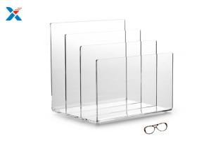 3 Sections Acrylic File Organizer , Clear Acrylic Office Organizer OEM Available