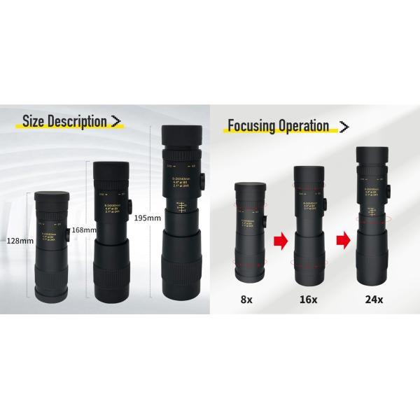 10-30x40 8-40x40 Zoom Monocular Lightweight FMC Telescope With Phone Clip & Tripod