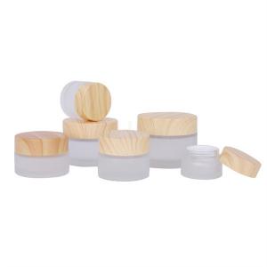 China Skin Care Custom Cosmetic Jars Packaging White Forsted With Bamboo Lid wholesale