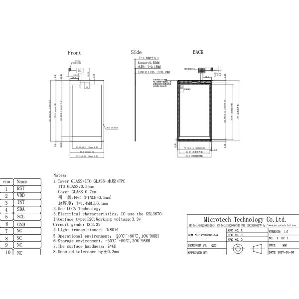 6 Pin TFT Capacitive Touch Screen 5 Inch 720x1280 Hdmi Ips Lcd Display