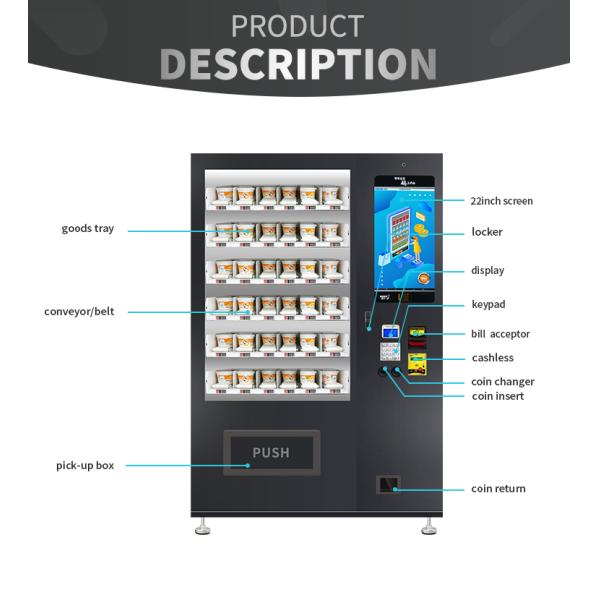 Micron Belt Conveyor Sandwich Cupcake Vending Machine With Lift And Touch Screen