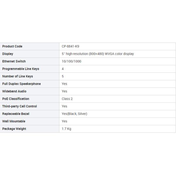 CP-8841-K9= Enterprise Network IP Video Phone Color for IP Phone 8841