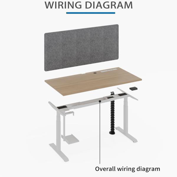 Modern Work Office Desk with Cable Management Uplift Standing Desk 355 Lbs Weight Capacity Modern Style