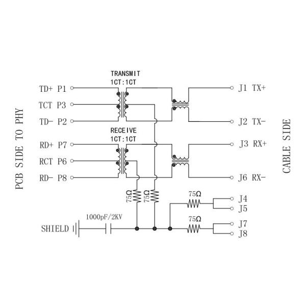 LPJ19201BGNL Surface Mount Rj45 Magnetic Jack , 10 / 100M UTP Interface Connection