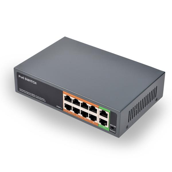 full metal case 8 ports 100Mbps IEEE 802.3af/a standard 96W power backplane bandwidth 2.0 Gbps uplink port POE switch