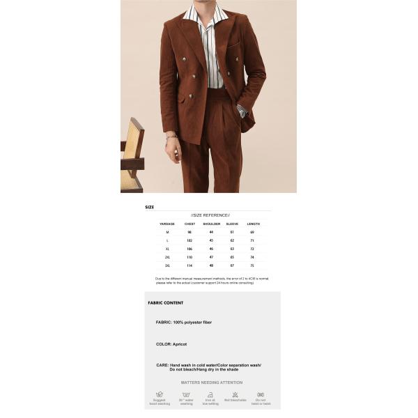 Weaving method woven Winter Thick Corduroy Italian Peaked Lapel Suit for Men's Gentry