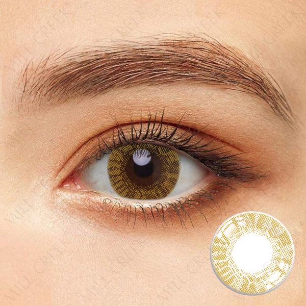 Three Tone Opaque Colored Contacts Sandy Brown Lens Non Prescription