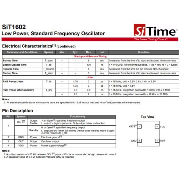 SIT1602 54MHZ MEMS Crystal Oscillator SIT1602AI-82-33E-54.000000Y