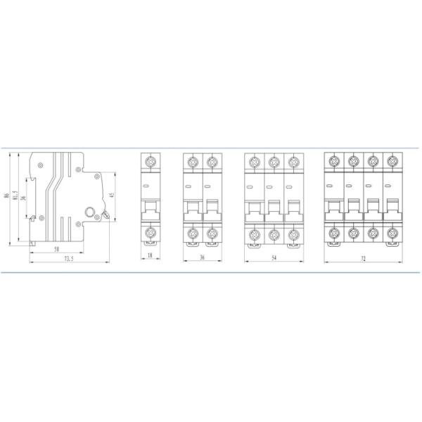 VA007 Miniature Circuit Breaker MCBs UL489 15A 50/60Hz Circuit Breaker With 30℃ Temperature