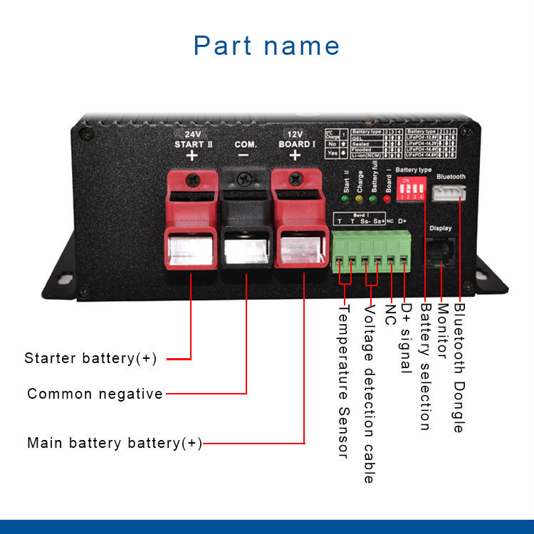 DC12V to DC24V Solar battery charger controller For RV Boat lithium gel battery