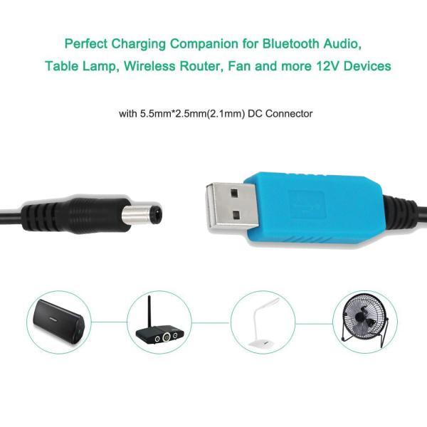 5V to 12V Step Up Converter Cable with USB A Male Connector