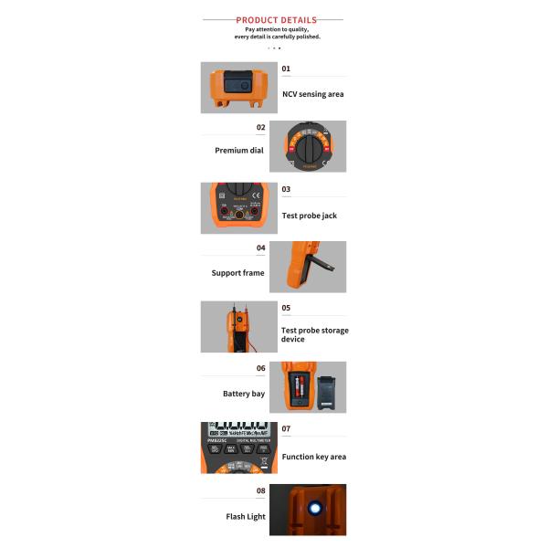 True RMS Auto Range Digital Multimeter Continuity Diode NCV Live Line Test