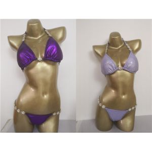 European cut womens bodybuilding competition posing suit Metallic IFBB Bikini