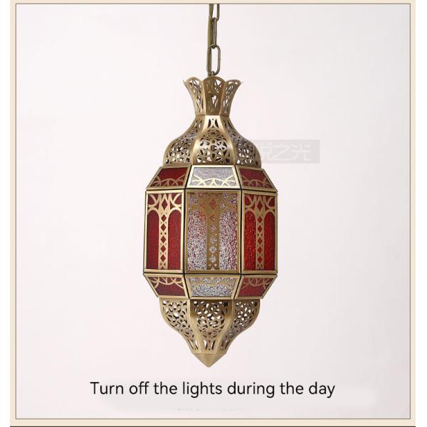 80 Ra LED Copper Chandelier Stained Glass Lamps for Arab Muslim Vintage Style Hotel Villas Home Lighting Decoration