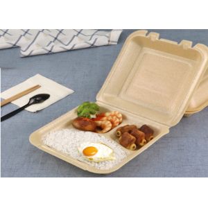 Biodegradable disposable 3 compartment clamshell form container food packaging