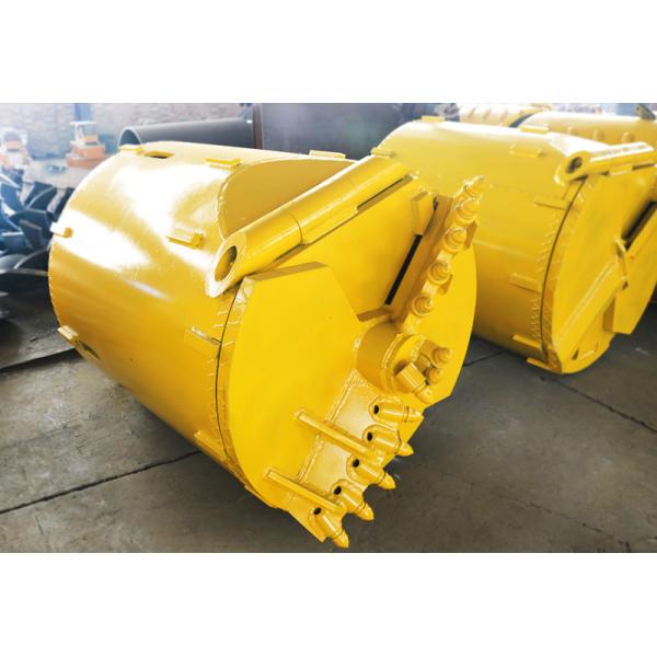 Double bottom and double cut drill bucket with bullet teeth