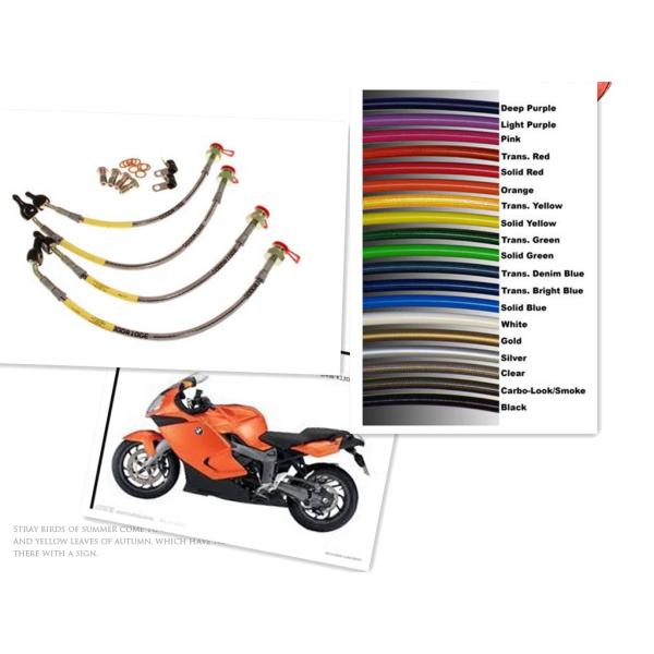 1/8 SIZE 3.2*7.5 Motorcycle Racing Colored /PTFE Steel Braided Brake Line Hose Kits