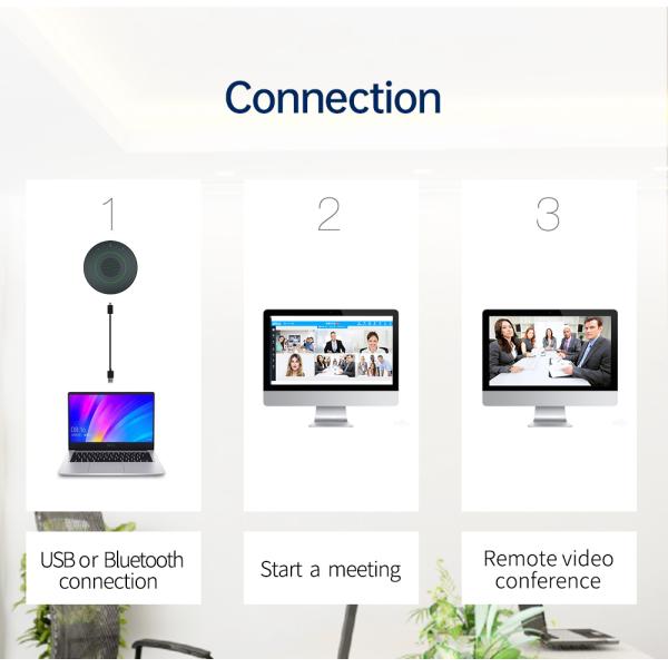 usb wireless plug and play audio system omnidirectional conference microphone or speakerphone with battery