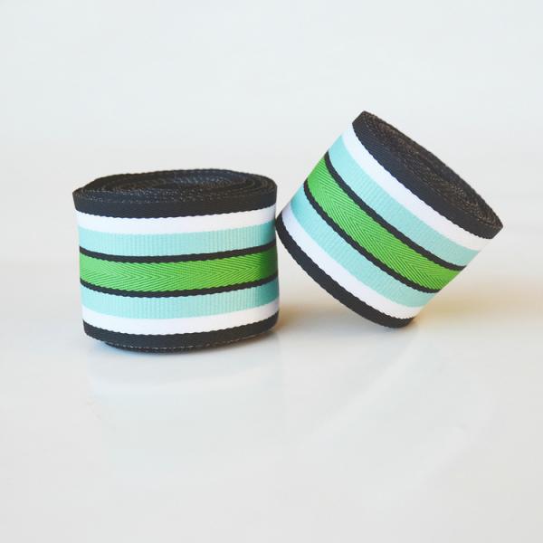 3.8cm Nylon Blue White Green Strip Webbing Tape For Garment