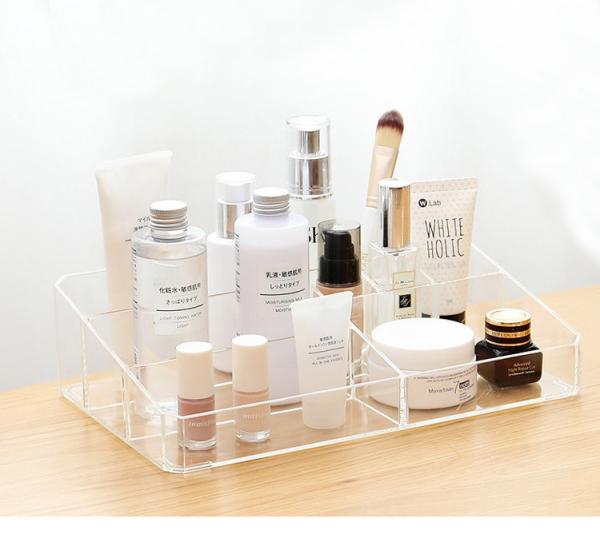 Quality Makeup Organizer, Clear Makeup Storage Box Thick Plastic Organizer Tray 9-Compartment Comestics Counter Organization Hol for sale