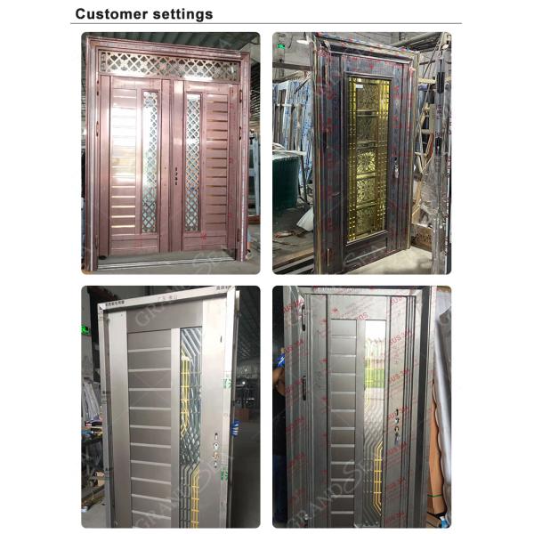 GRANDSEA Stainless Steel Solid Wood Armoured Security Door Exterior Invisible Hidden Steel Front Main Door