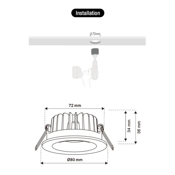 Dimmable IP54 Waterproof Bathroom LED Downlights 9W 3000K Practical