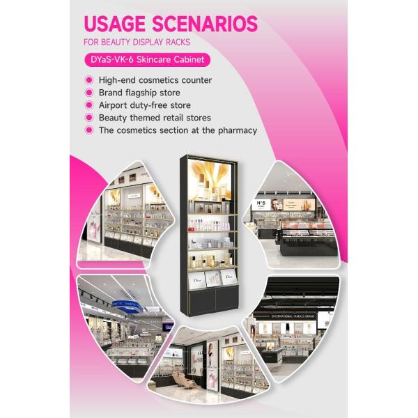DYaS-VK-6 Skincare Display Cabinet with 60mm Light Box and White Soft Light Strips