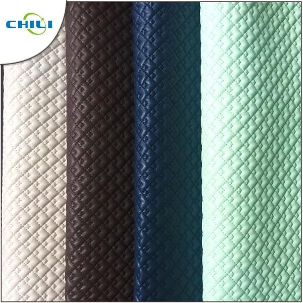 Quality Black Quilted Leather Fabric Environmental Friendly Furniture Upholstery for sale