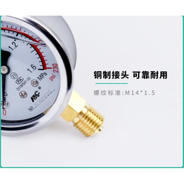 YN60 Hydraulic Radial Vacuum Pressure Gauge Shockproof 1.6MPa