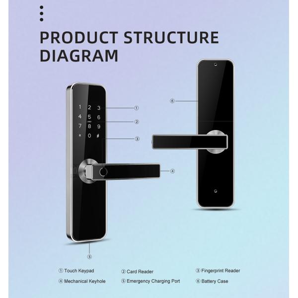 Combination Zinc Alloy Fingerprint Door Handle Lock Single Chip Control Motor Drive