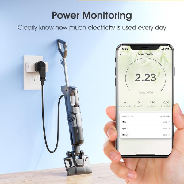 Tuya Smart WiFi Socket 16A Plug with Timing, Power Monitoring, Alexa & Google Home Compatibility, Smart Life App for Smart Home