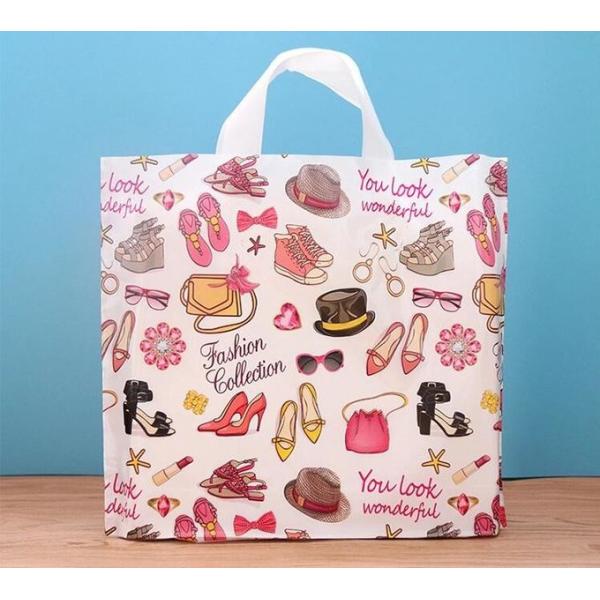 Custom printed die cut handle plastic bags manufacturer 12 x 15 inch light green promotional recycle grocery shopping ba