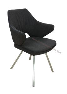 China Fabric Upholstered Stainless Steel Dining Chairs Stylish Brushed Coned Legs wholesale