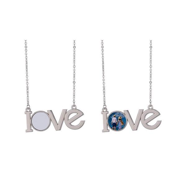 Sublimation Jewelry Blanks Sublimation Blank LOVE Letter Heart Shape Necklace For Valentine's Day