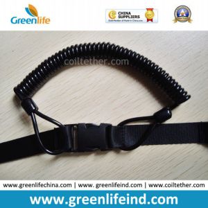 Black Webbing Sling with Scuba Diving Spiral Coiled Lanyard Holder