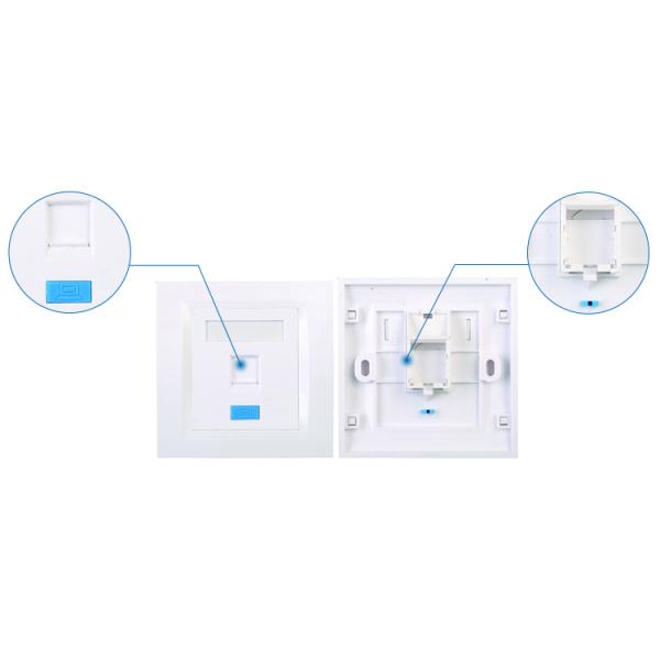 1Port Network Faceplate Socket ABS Material For Cat 5e / Cat 6 ROHS Approved