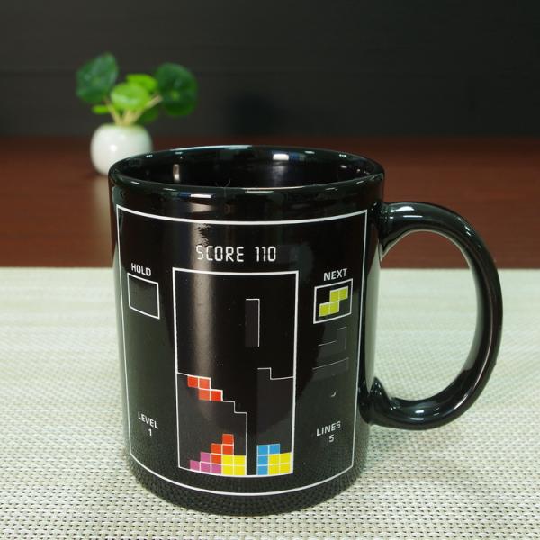 Black Tetris Ceramic Mug Color Changing Coffee Mug / Funny Magic Mug