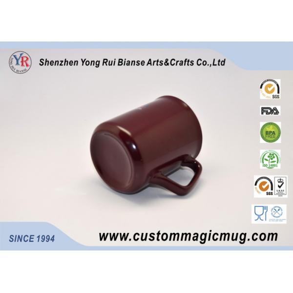 Dark Red Heat Sensitive Color Changing Mugs , Handle Temperature Color Changing Cups