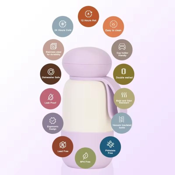 Eco Silicone Insulated Bottle | 450ml / 750ml / 1000ml | Pastel Macaron Color Thermos With Silicone Body & Lid