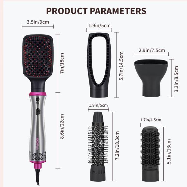 5 In 1 Multifunctional Hair Dryer Brush 1200w 360° Swivel Cord Hot Air Comb