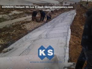 Hot-Dip Galvanized Gabion Box 2x1x1M Of Twited Hexagonal Wire Mesh , PVC Coated
