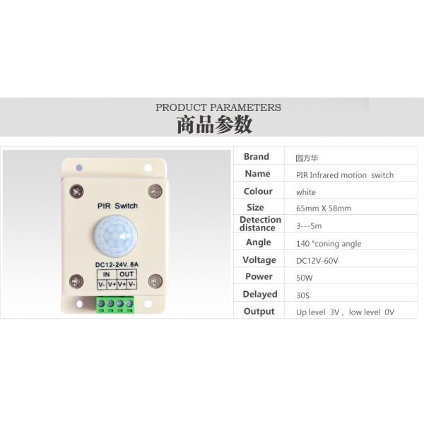 Customized Infrared PIR Motion Sensor Switch / Optional LED Motion Sensor Switch